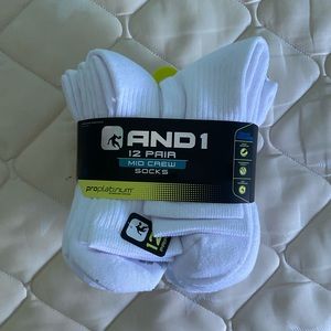 AND1 12 Pair Mid Crew Socks